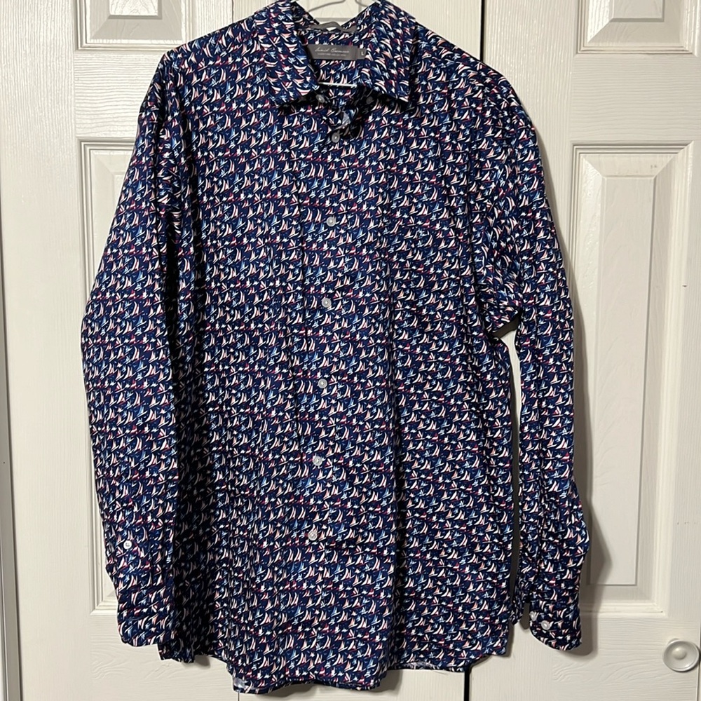 Daniel Cremieux Signature Collection Sailboat Print Long Sleeve Shirt large